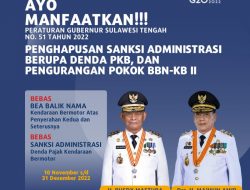 Kabar Baik, Denda Pajak Kendaraan Dihapus dan Pengurangan Bea Balik Nama di Sulteng