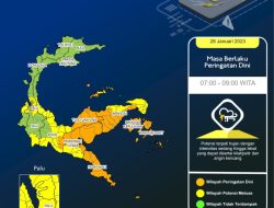 Prakiraan Cuaca Sulawesi Tengah Sabtu 28 Januari 2023, Pagi Wilayah Timur Potensi Hujan