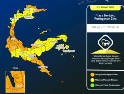 Prakiraan Cuaca Sulawesi Tengah Sabtu 21 Januari 2023, Kota Palu Hujan Pagi Hari