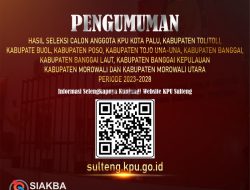 Hasil Seleksi Calon Anggota KPU 10 Kabupaten/Kota di Sulawesi Tengah