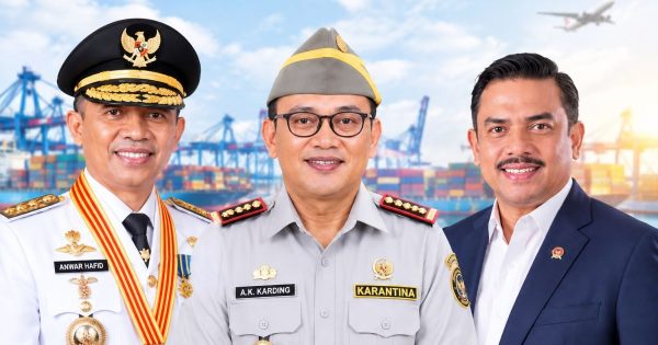 Gubernur Sulteng Anwar Hafid bersama menteri umkm dan kepala badan karantina